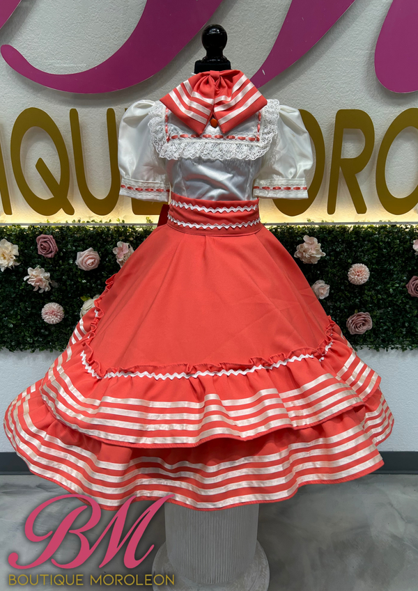 Mini Escaramuza Coral — girls quinceañera dress at Boutique Moroleón Sacramento