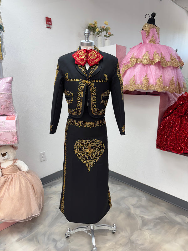 Traje Charro Negro/Oro Mujer Economico — Charro suit Sacramento CA — Boutique Moroleon