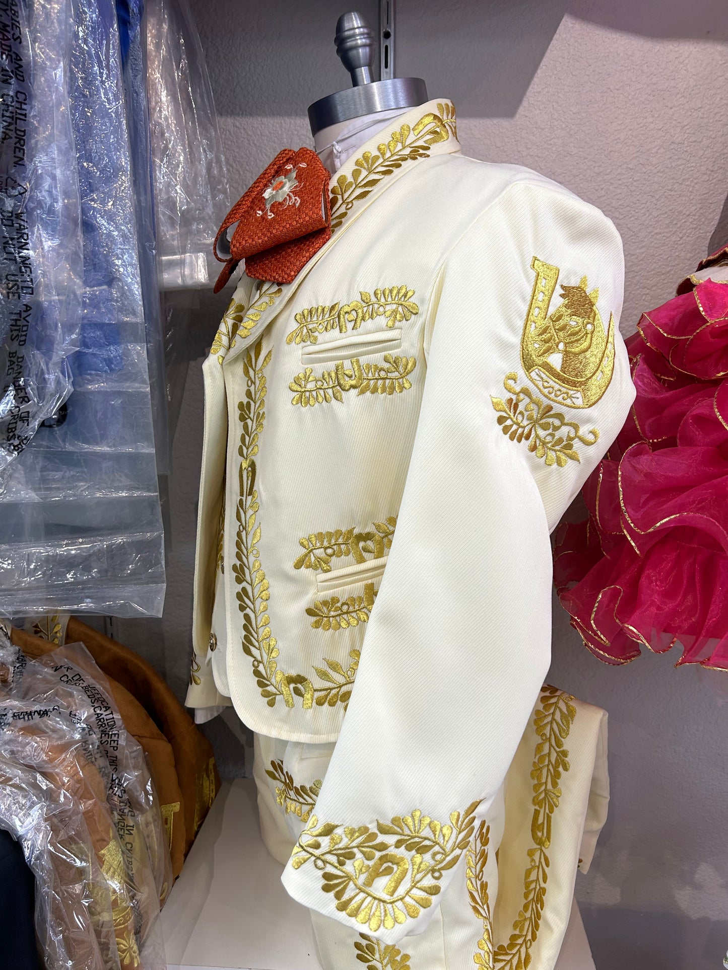 Charro Suit Beige/ Gold Embroidery