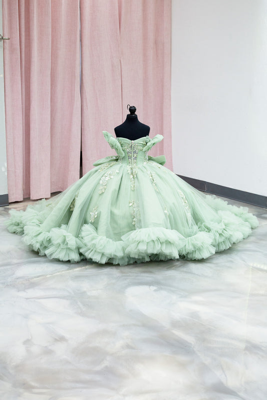 Sage Enchantment Mini Quinceañera Gown