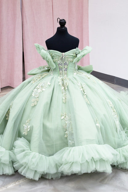 Sage Enchantment Mini Quinceañera Gown