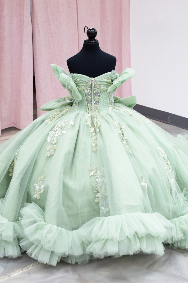 Sage Enchantment Mini Quinceañera Gown — alternate view