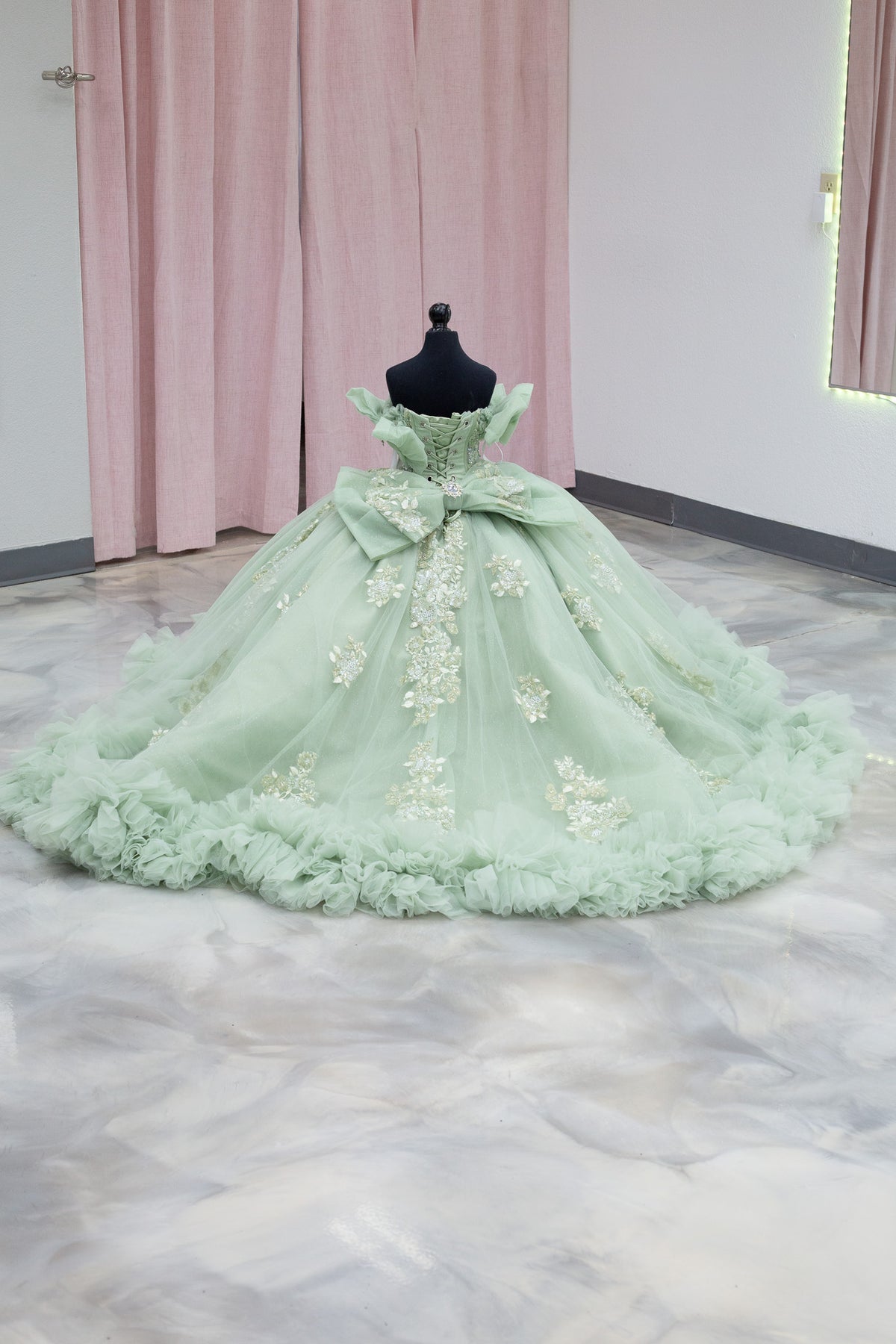 Sage Enchantment Mini Quinceañera Gown