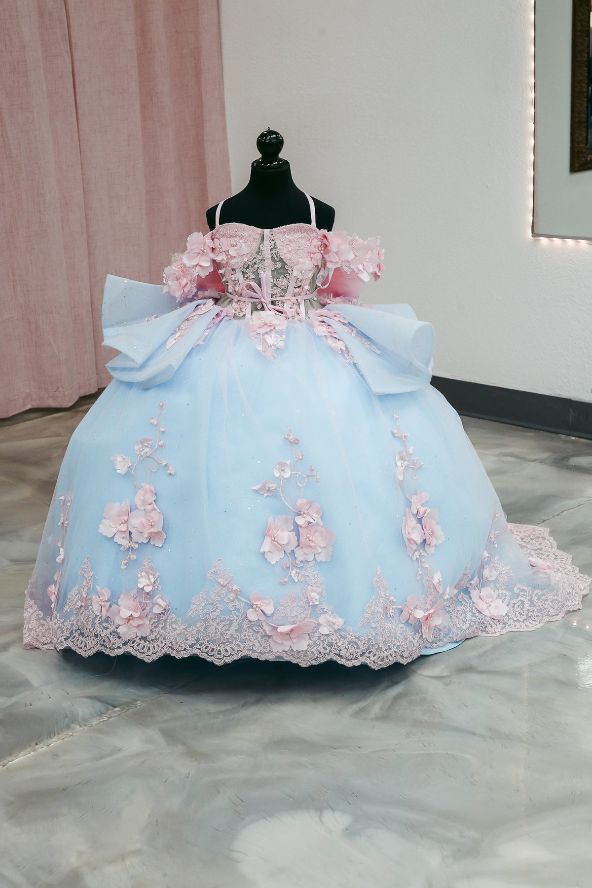 Powder Blue Blossom Mini Quinceañera Gown