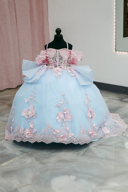 Powder Blue Blossom Mini Quinceañera Gown