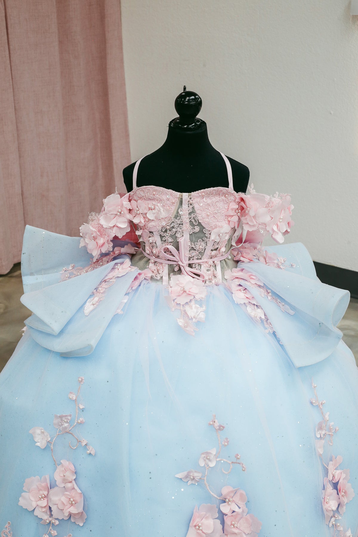 Powder Blue Blossom Mini Quinceañera Gown