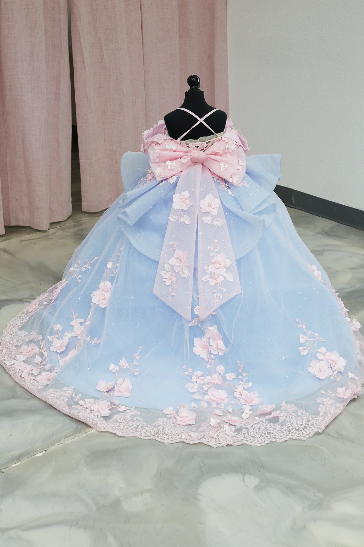 Powder Blue Blossom Mini Quinceañera Gown