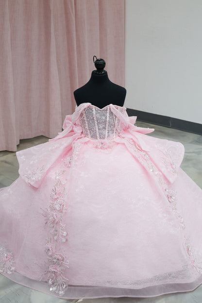 Sweet Pink Corset Mini Quinceañera Gown