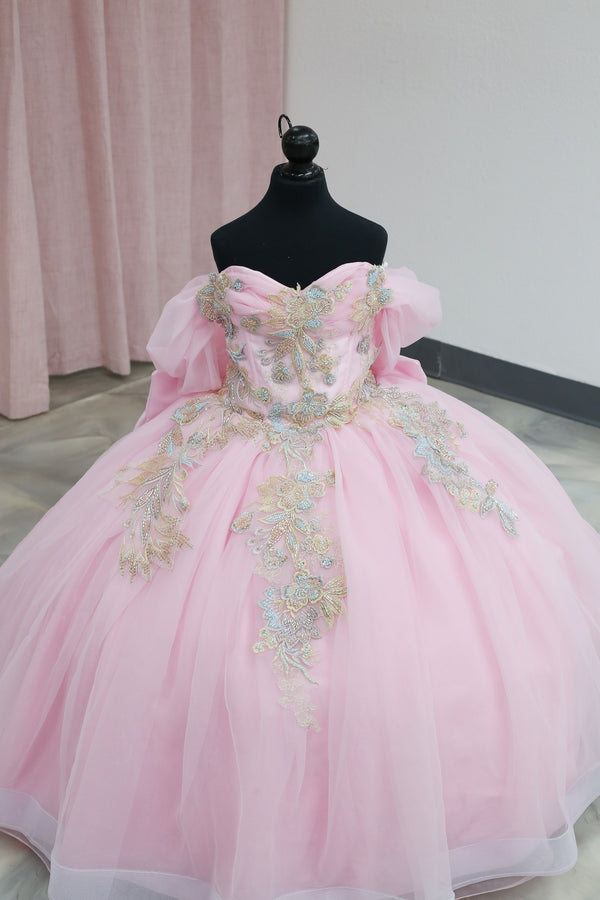 Blush Petal Mini Quinceañera Gown — alternate view