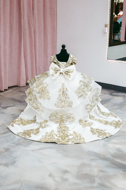Ivory &amp; Gold Royal Mini Quinceañera Gown