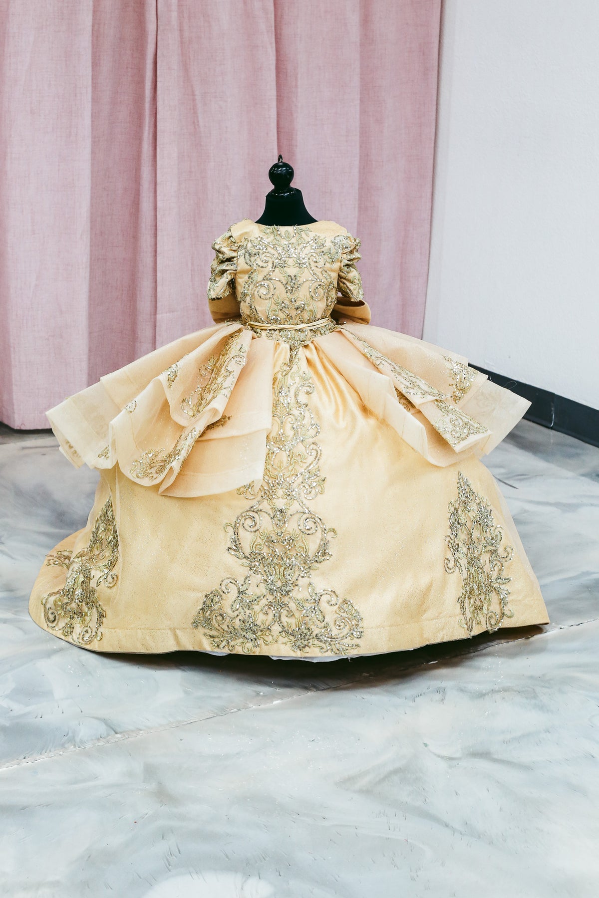 Golden Elegance Mini Quinceañera Gown