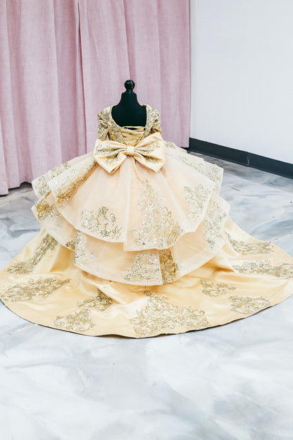 Golden Elegance Mini Quinceañera Gown