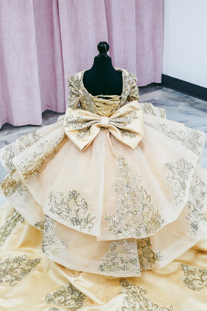 Golden Elegance Mini Quinceañera Gown