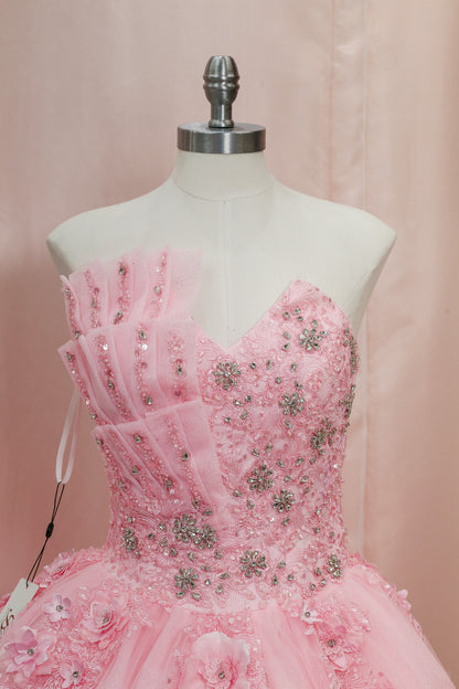 BM1-03 Pink Ruffled Floral Corset Baile Sorpresa Dress