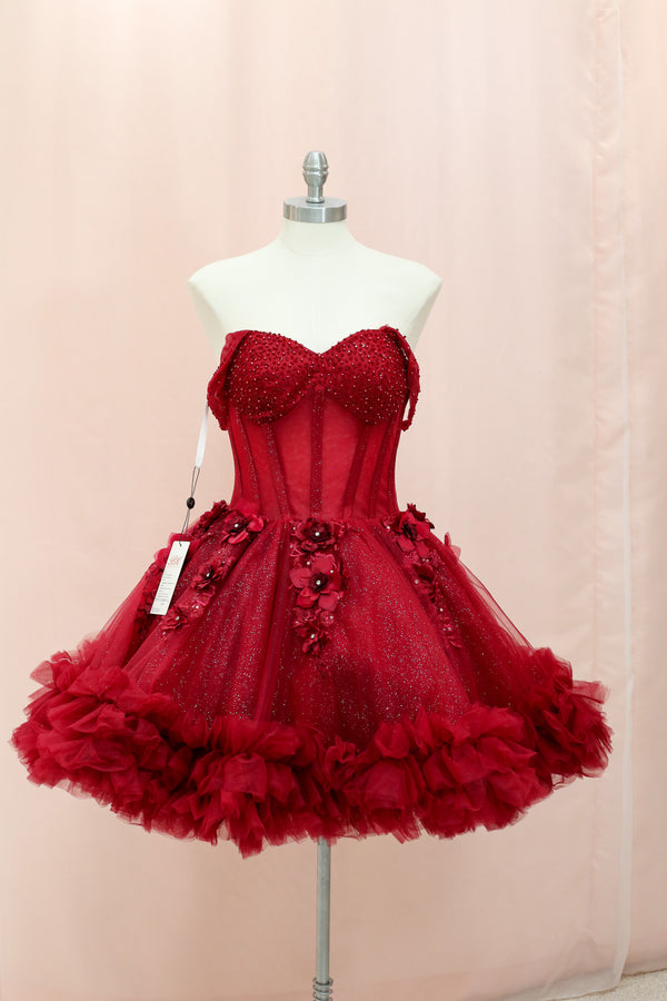 BM1-01 Red Floral Corset Baile Sorpresa Dress — Baile Sorpresa dress Sacramento CA — Boutique Moroleon