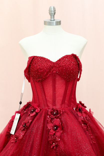 BM1-01 Red Floral Corset Baile Sorpresa Dress