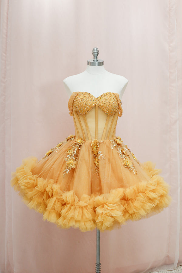 BM1-01 Gold Floral Corset Baile Sorpresa Dress — Baile Sorpresa dress Sacramento CA — Boutique Moroleon