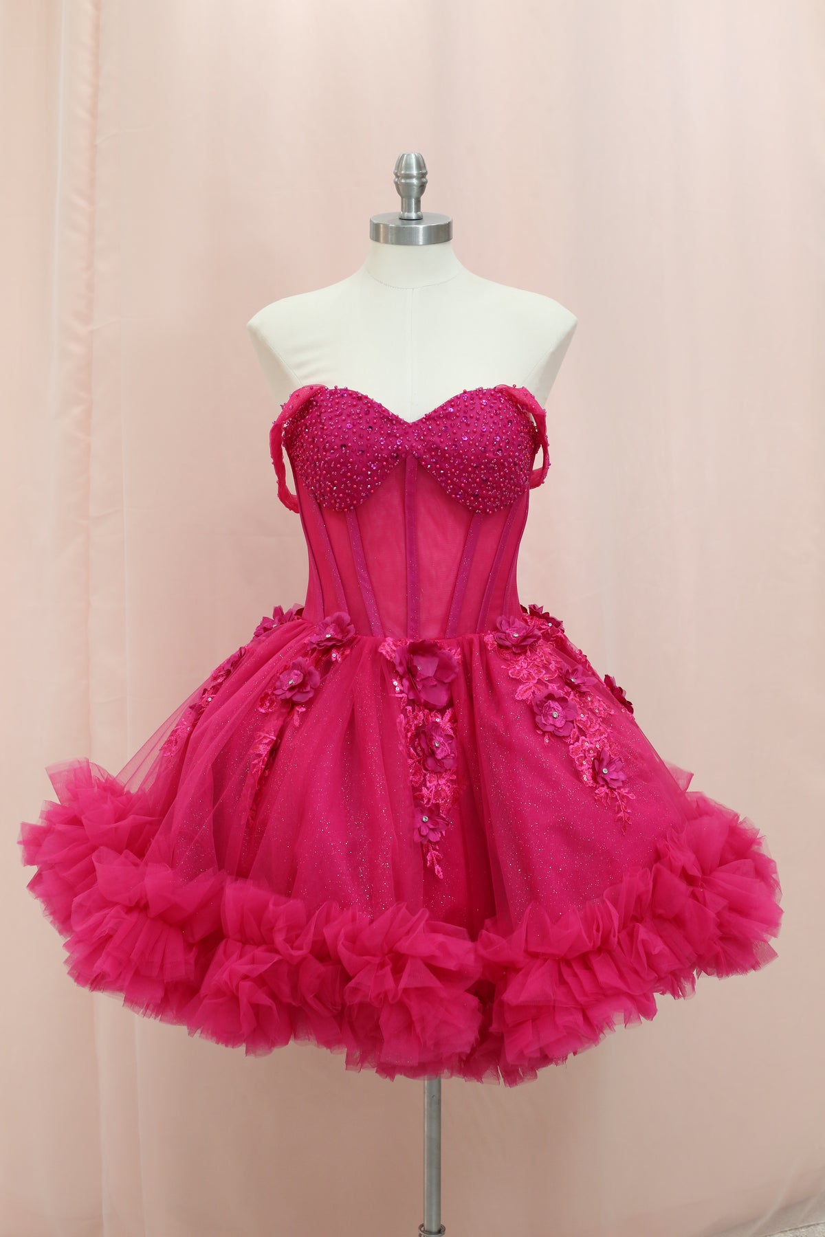 BM1-01 Fuchsia Floral Corset Baile Sorpresa Dress