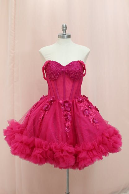 BM1-01 Fuchsia Floral Corset Baile Sorpresa Dress