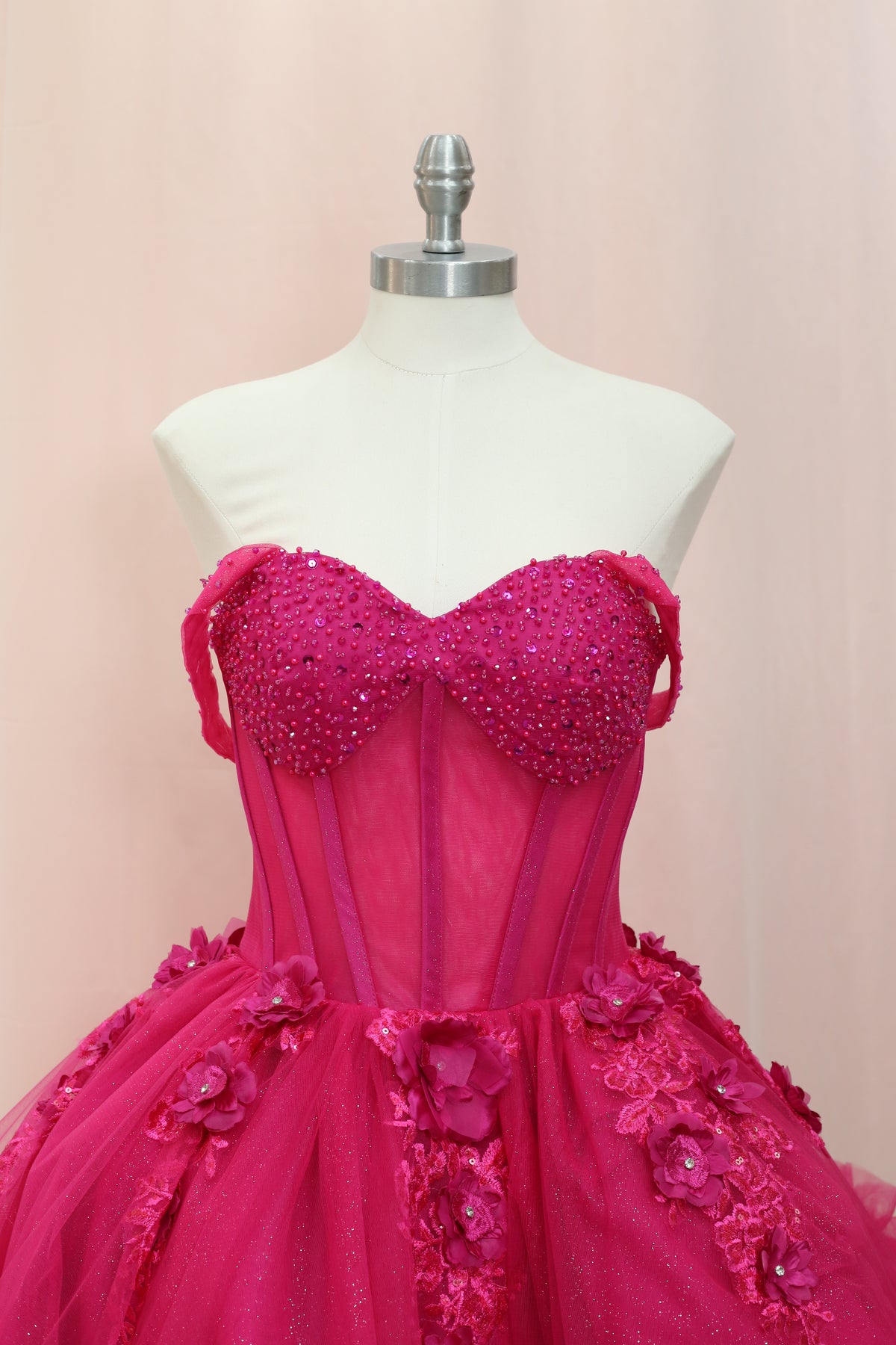 BM1-01 Fuchsia Floral Corset Baile Sorpresa Dress
