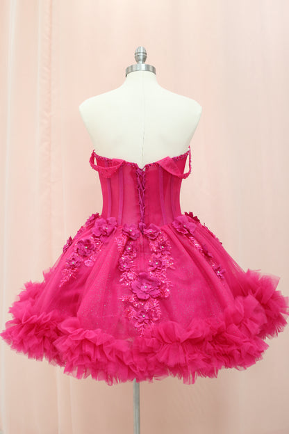 BM1-01 Fuchsia Floral Corset Baile Sorpresa Dress