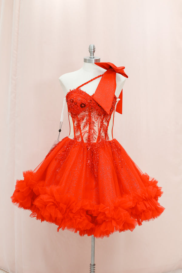 BM1-02 Scarlet Sparkle Corset Baile Sorpresa Dress — Baile Sorpresa dress Sacramento CA — Boutique Moroleon