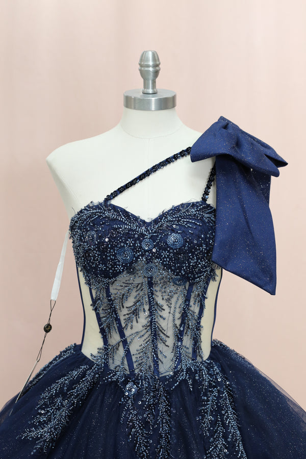 BM1-02 Midnight Sparkle Corset Baile Sorpresa Dress — alternate view — Boutique Moroleon Sacramento