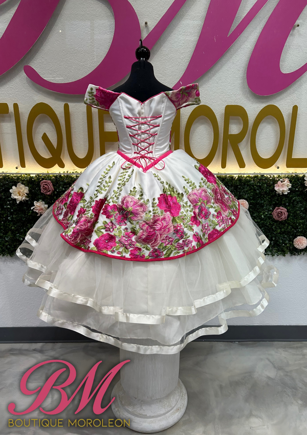 Fuchsia Flower Mini — girls quinceañera dress at Boutique Moroleón Sacramento