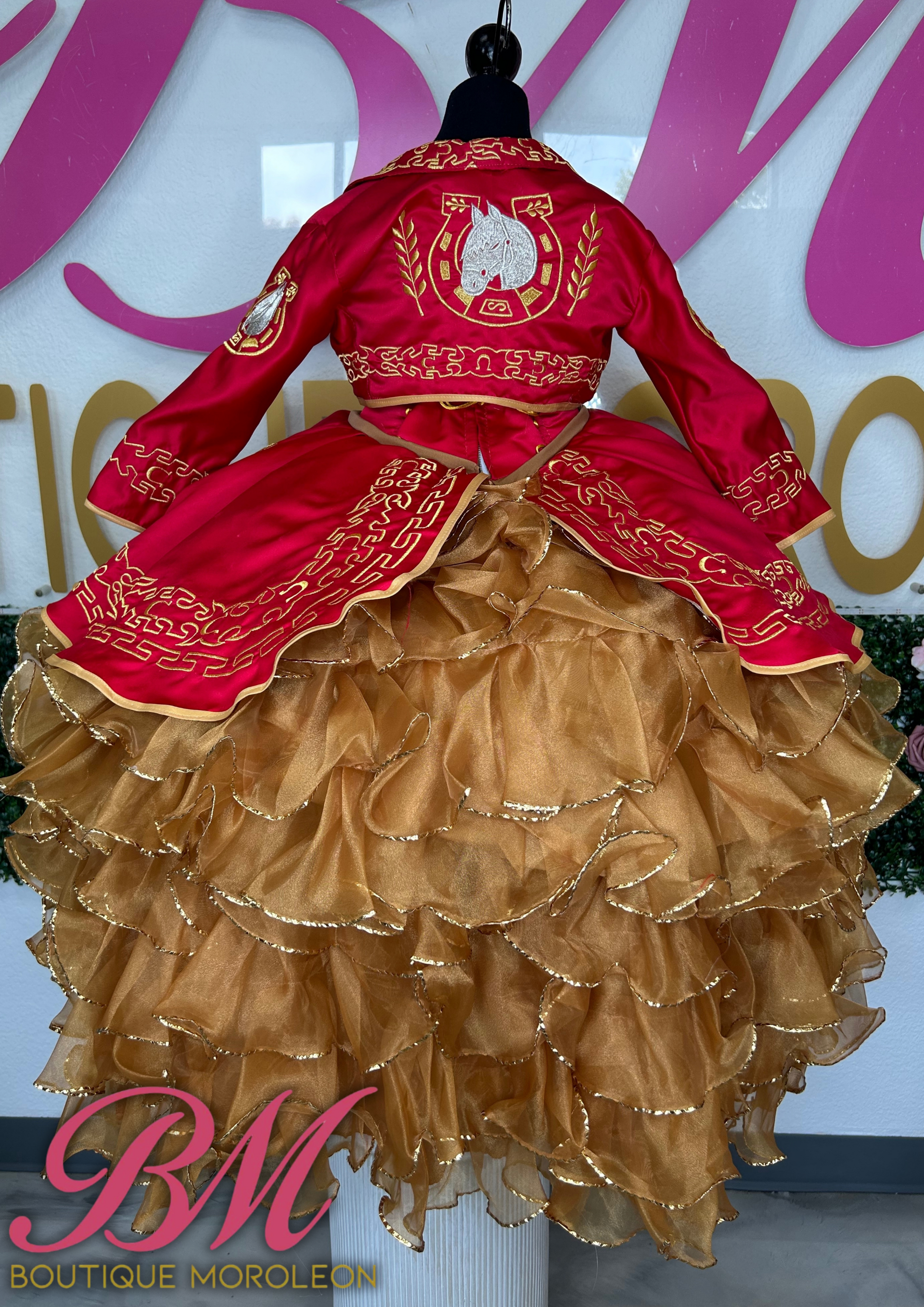 Red Gold Mini Charro Dress Red Gold Mini Charro Dress