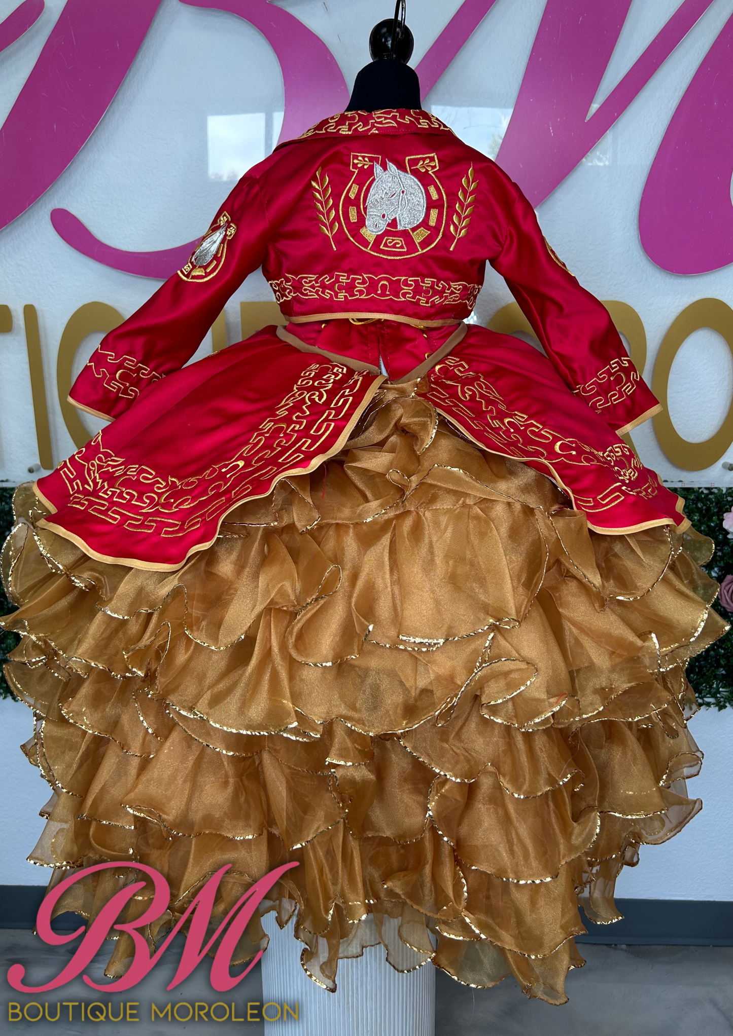 Red Gold Mini Charro Dress