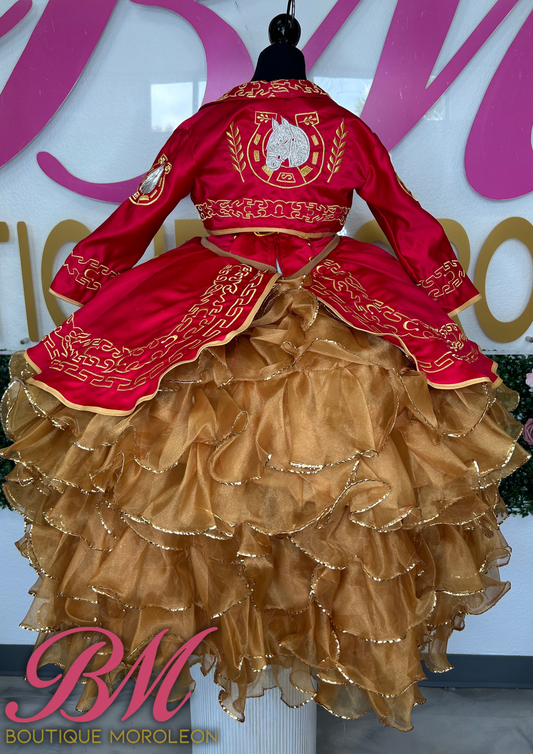 Red Gold Mini Charro Dress