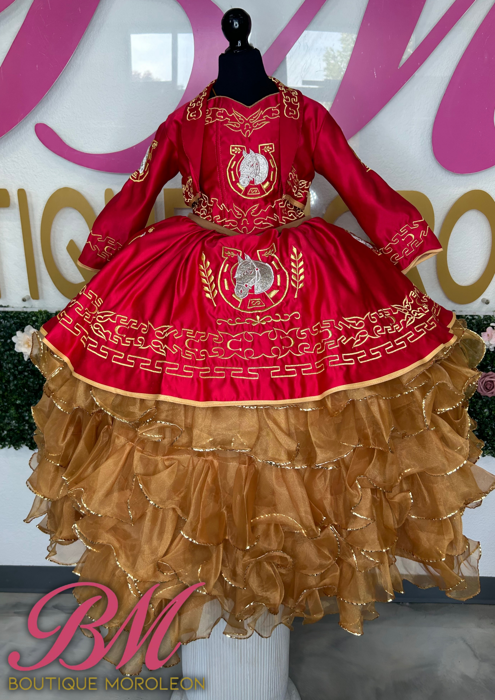Red Gold Mini Charro Dress Red Gold Mini Charro Dress