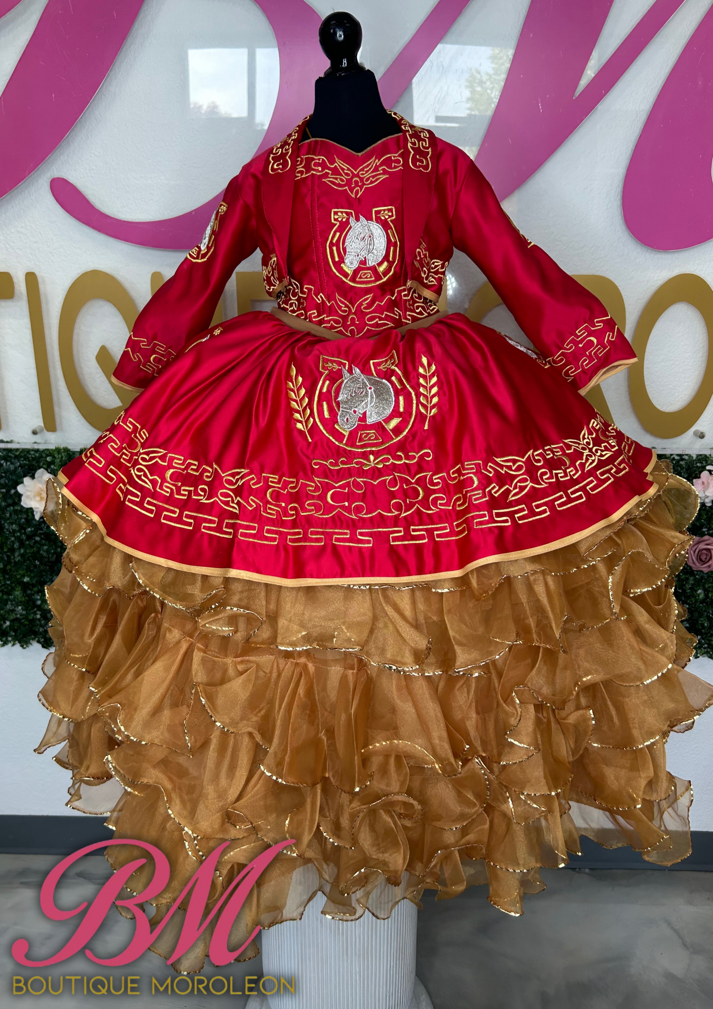 Red Gold Mini Charro Dress