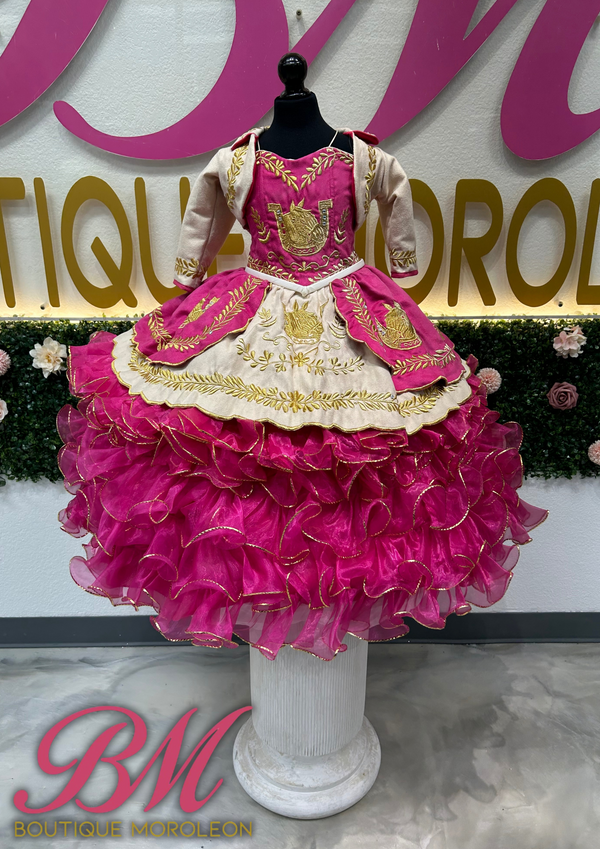 Mini Charro Fuschia Dress — girls quinceañera dress at Boutique Moroleón Sacramento