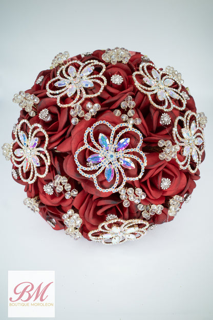Quinceañera Ramo Burgundy/Silver