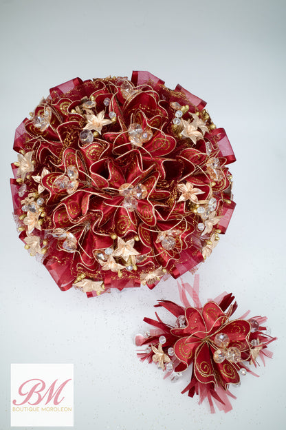 Quinceañera Ramo Wine/Gold
