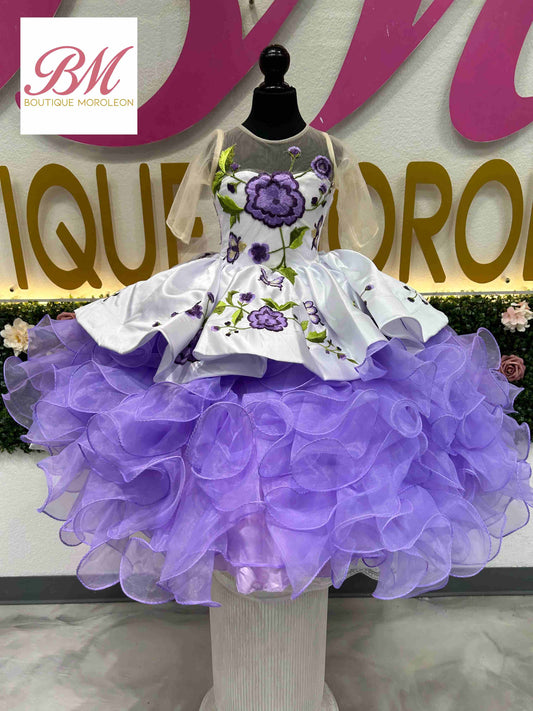 Mini Charro Lilac Flower Dress