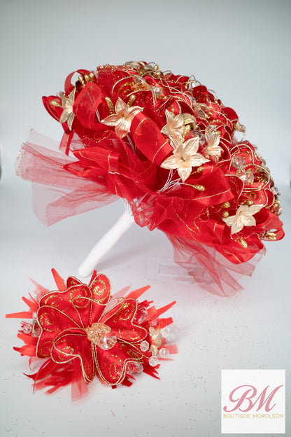 Quinceañera Ramo Red/Gold