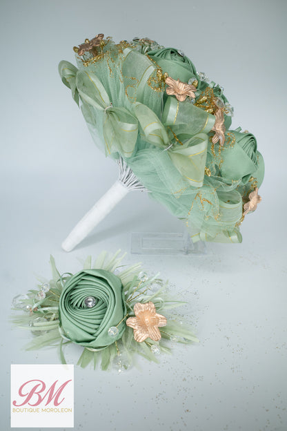 Quinceañera Ramo Sage/Gold