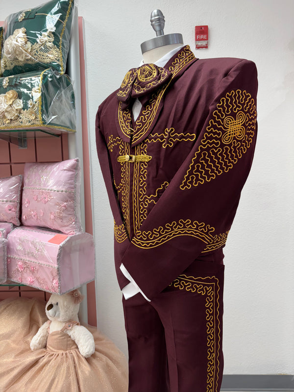 Traje Charro Burgundy Economico — alternate view — Boutique Moroleon Sacramento