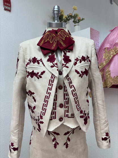 Traje Charro Cafecito/Burgandy Mujer