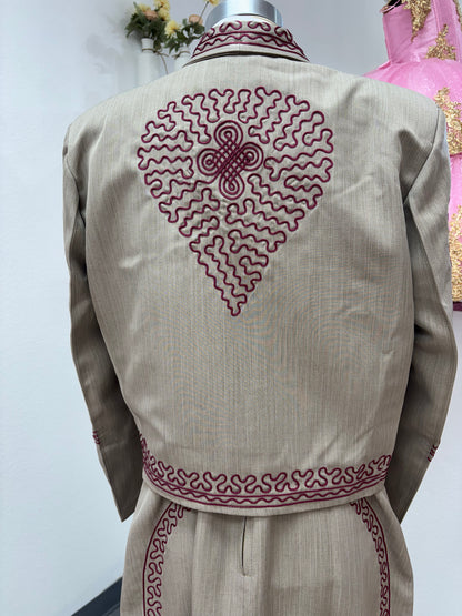 Traje Charro Cafecito/Burgandy Mujer Economico