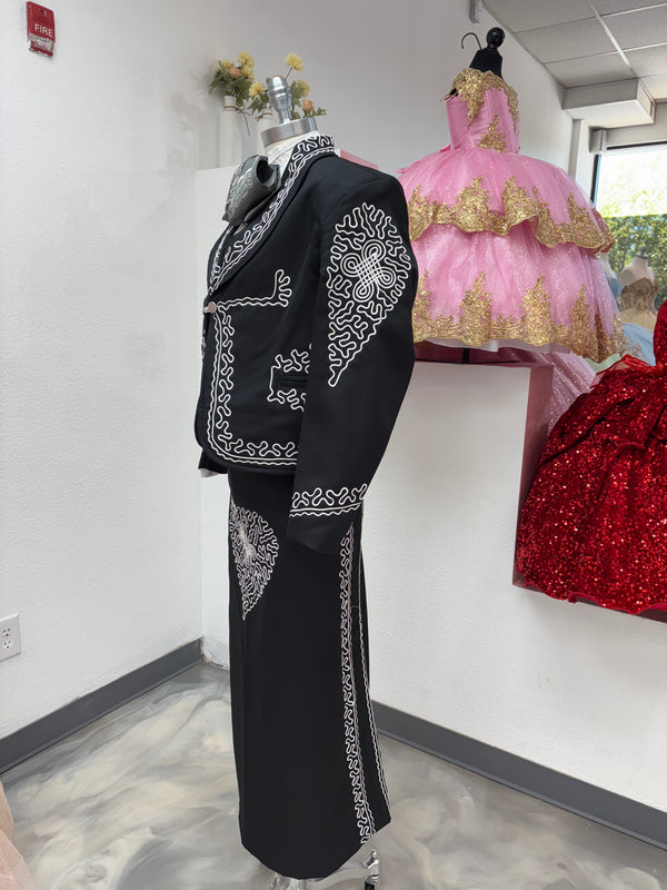 Traje Charro Negro/Blanco Mujer Economico — alternate view — Boutique Moroleon Sacramento