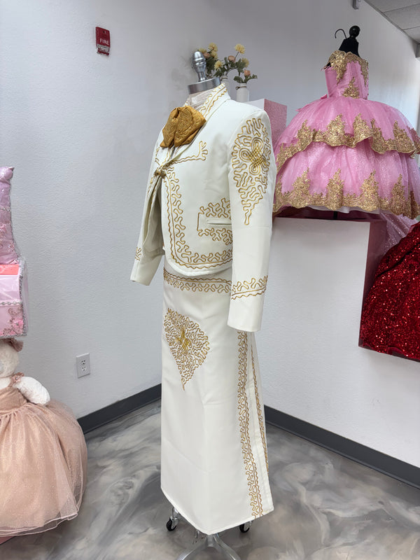 Traje Charro Crema/Oro Mujer Economico — alternate view — Boutique Moroleon Sacramento
