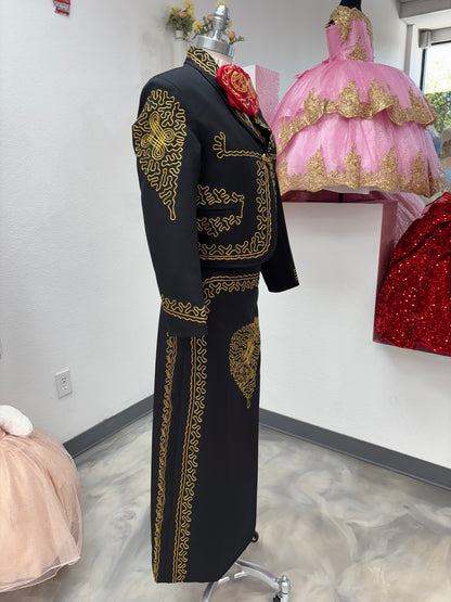 Traje Charro Negro/Oro Mujer Economico