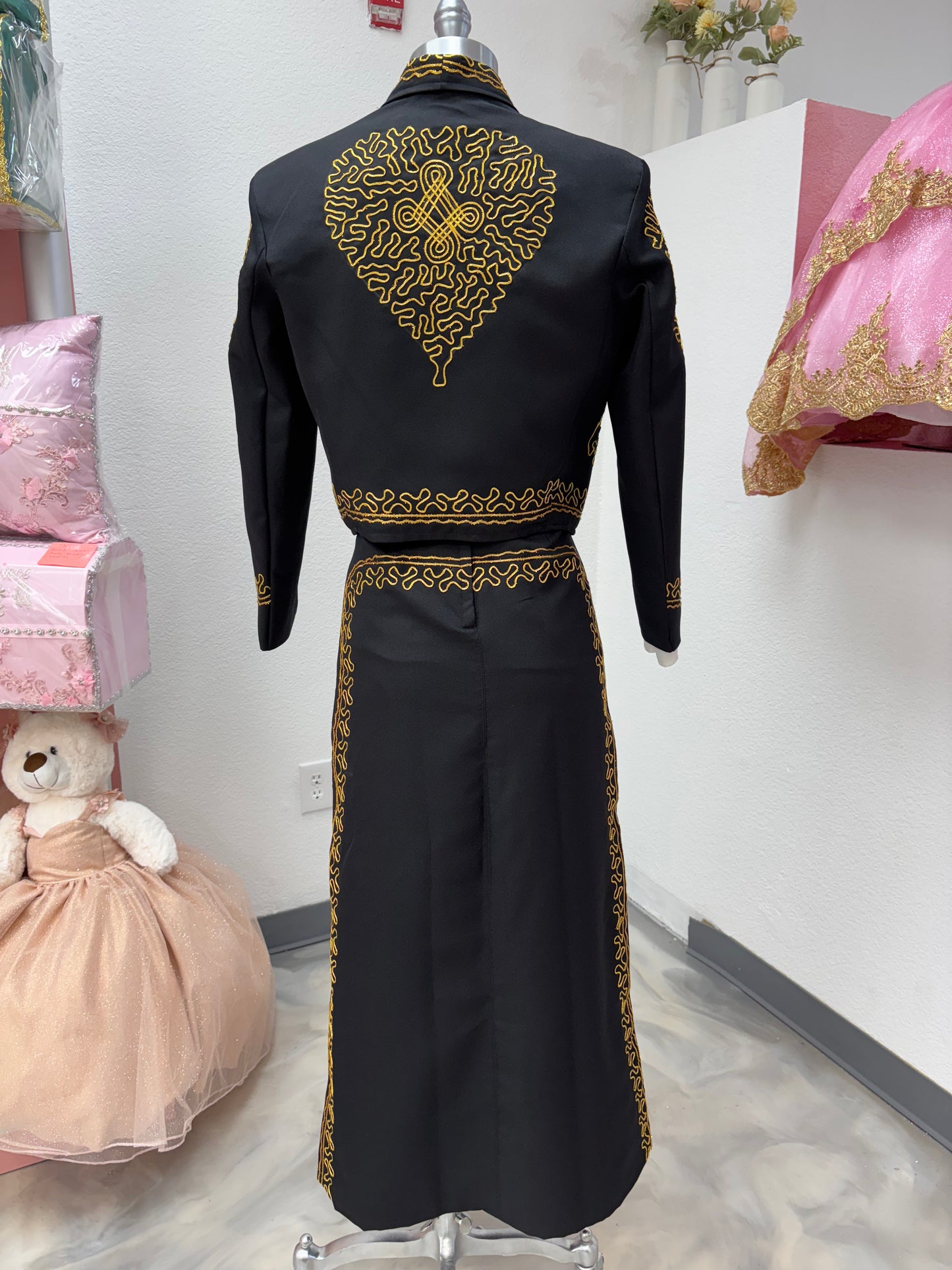 Traje Charro Negro/Oro Mujer Economico