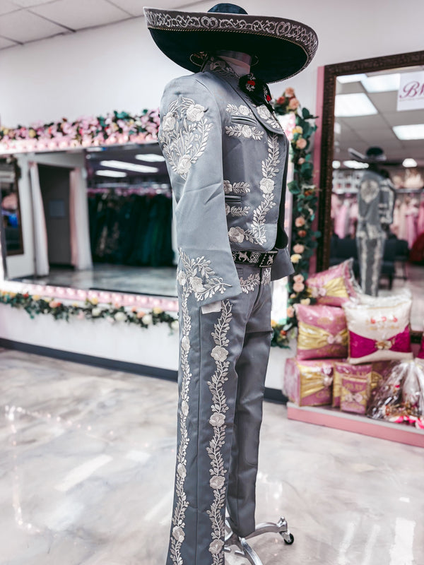 Classic Traje Charro Grey/Silver — alternate view — Boutique Moroleon Sacramento
