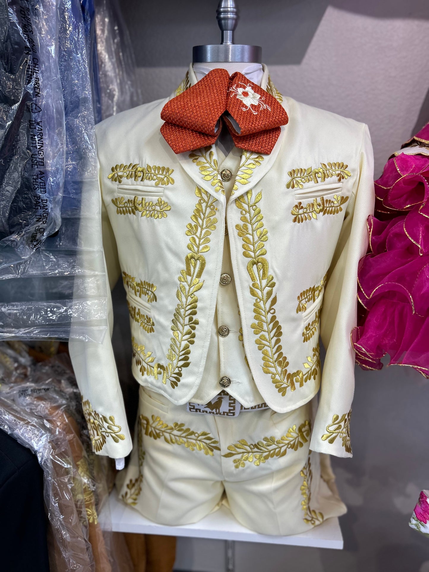 Charro Suit Beige/ Gold Embroidery