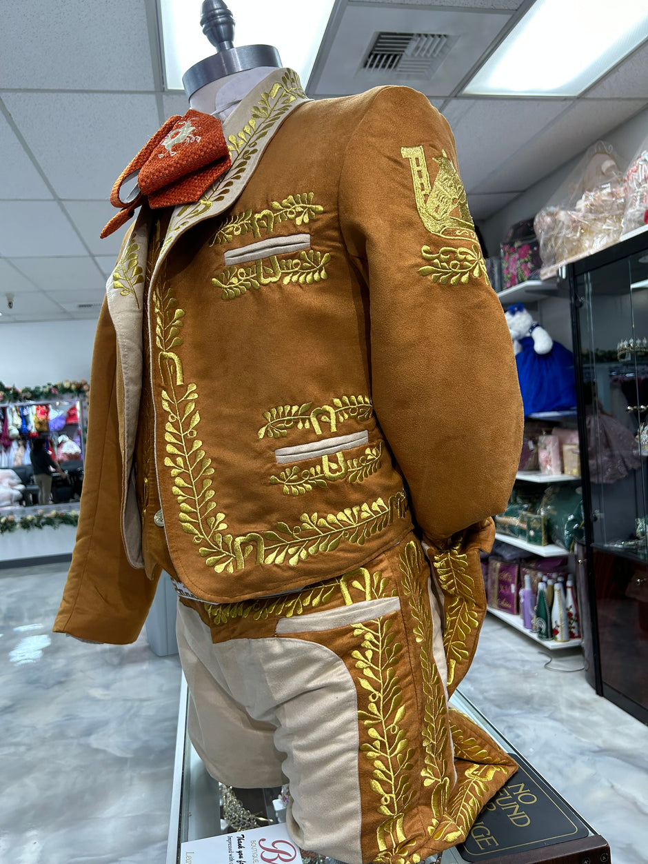 Men’s Gray Luxury Charro Suit with Metallic Embroidery