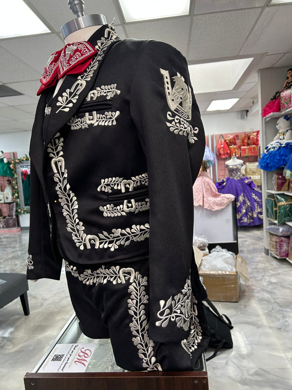 Charro Suit Classic Black/Silver — alternate view — Boutique Moroleon Sacramento